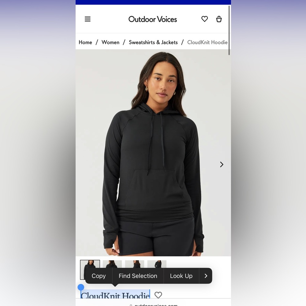 Outdoor voices CloudKnit hoodie black